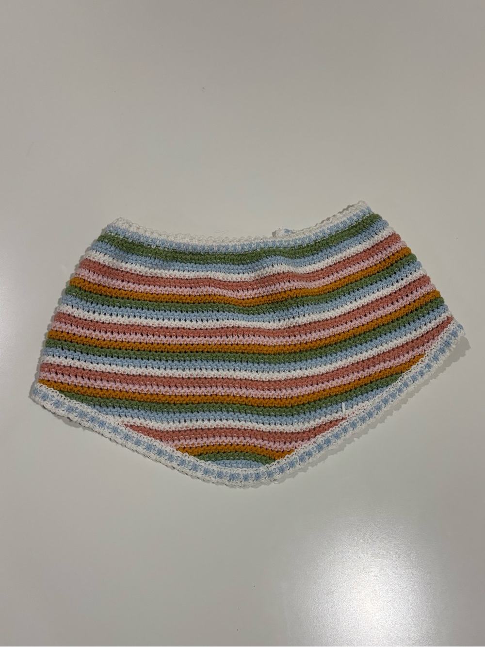 Striped Crochet Women’s Tube Top in White, Pink, Green and Blue